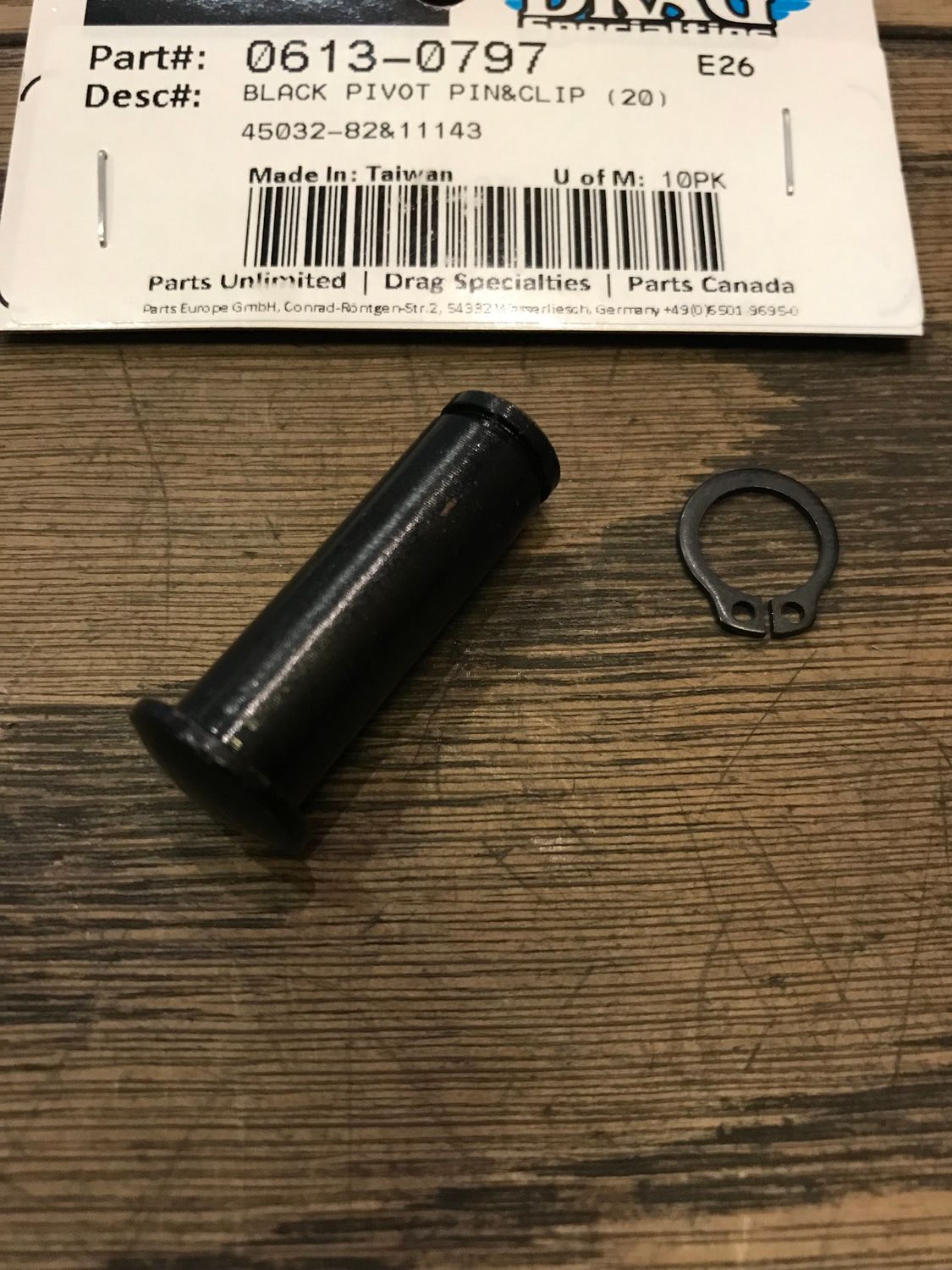 Haltbolzen, Pin schwarz für Handbremshebel und Kupplungshebel - für Harley Big Twins ab 82 und Sportster 82-03 pin, bolzen fuer harley handhebel, ersetzt hd 45032-82 und 11143, 0613-0797