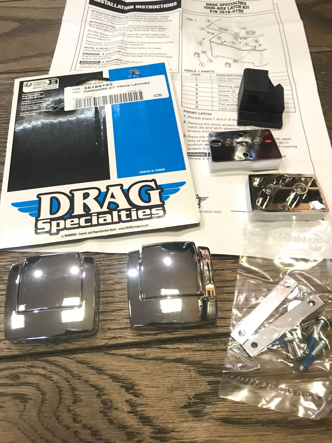 latch, verschluss set fuer harley touring topcase 85-06, ersetzt 90681-95, drag 3516-0192