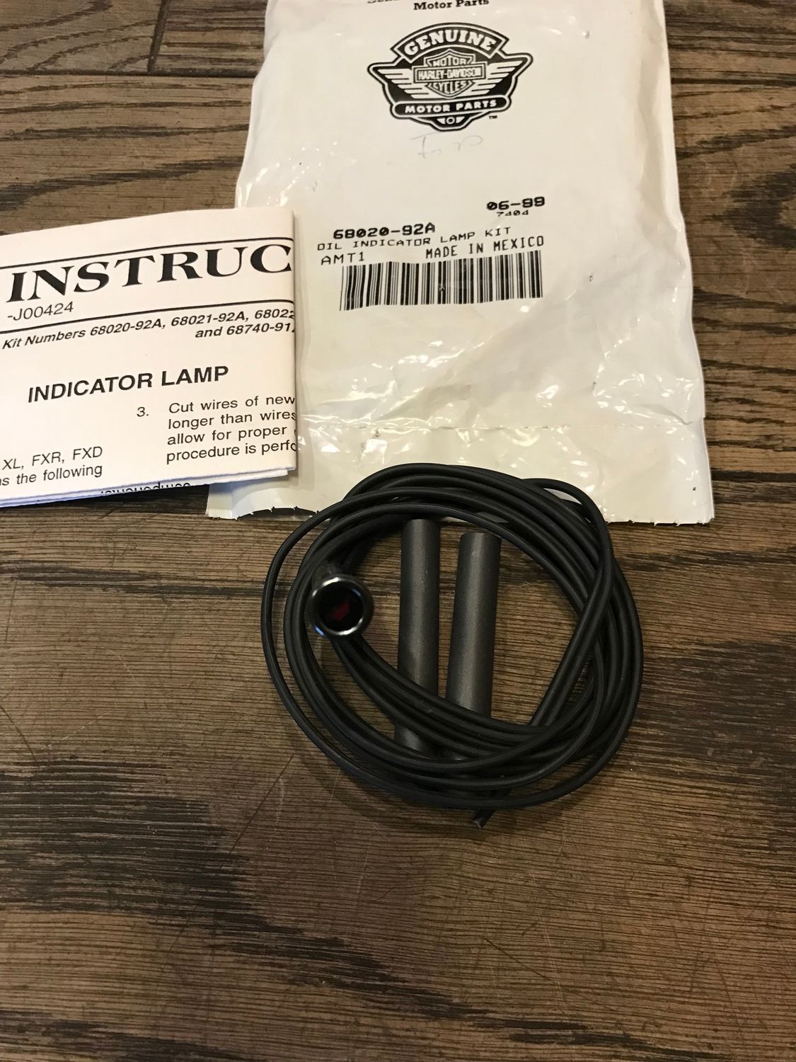 kontroll leuchte fuer harley ab 91, oel druck mit symbol, hd 68020-91a