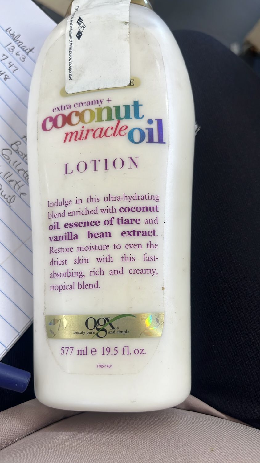 Coconut oil lotion
