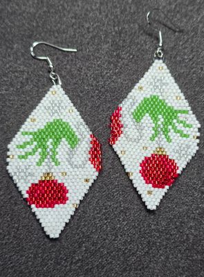 Grinch Grab Holiday Earrings - Currently in stock and ready for a forever home!