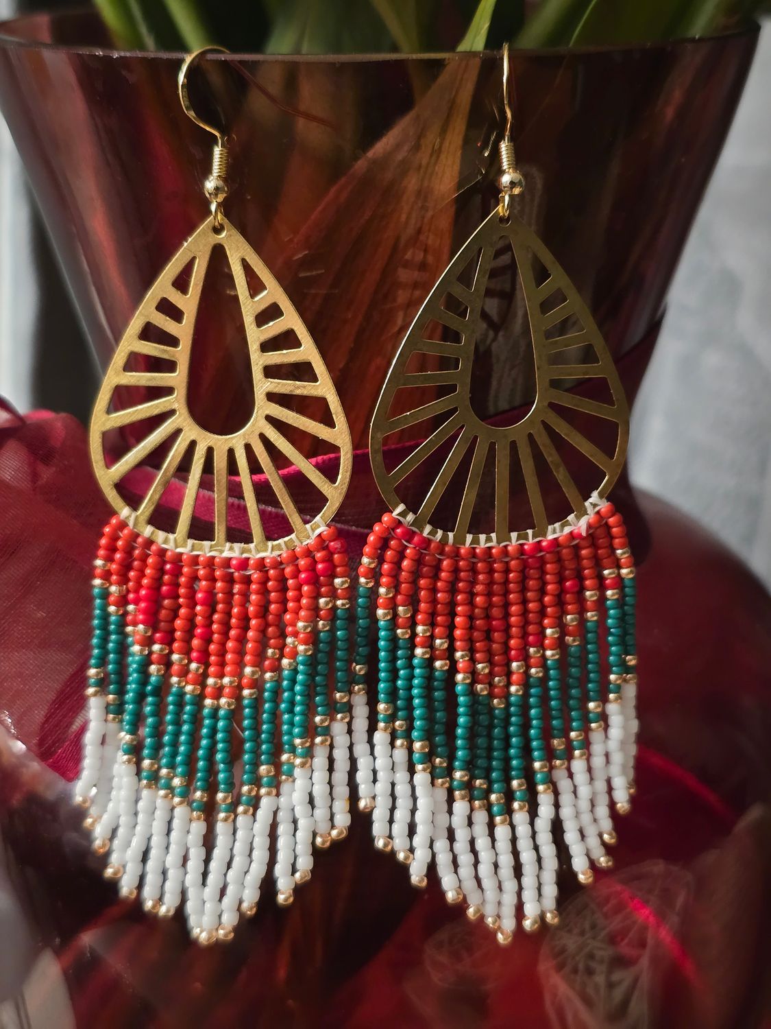 Christmas Flare Beaded Earrings