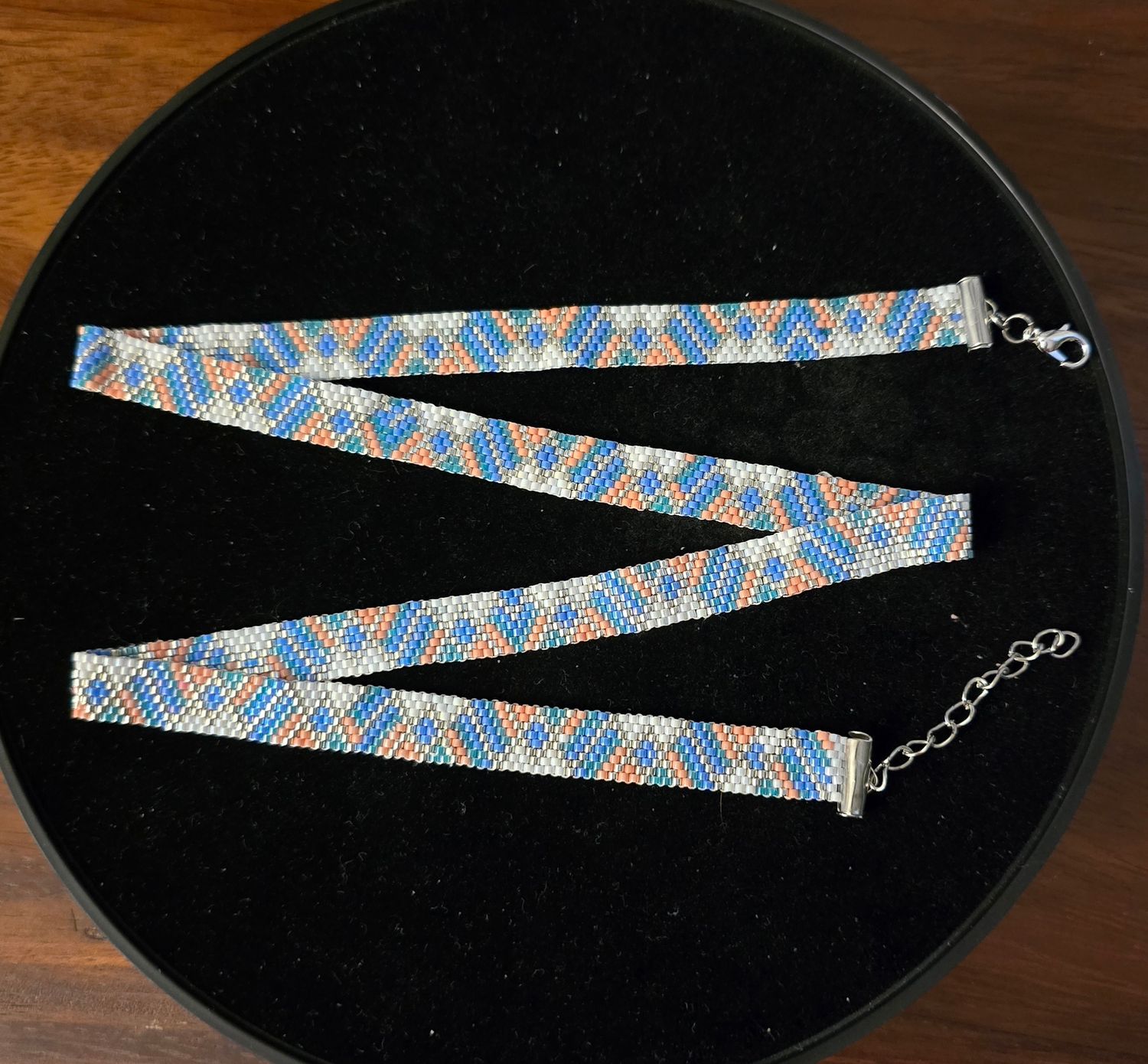 Sunset Geometry Beaded Hat band