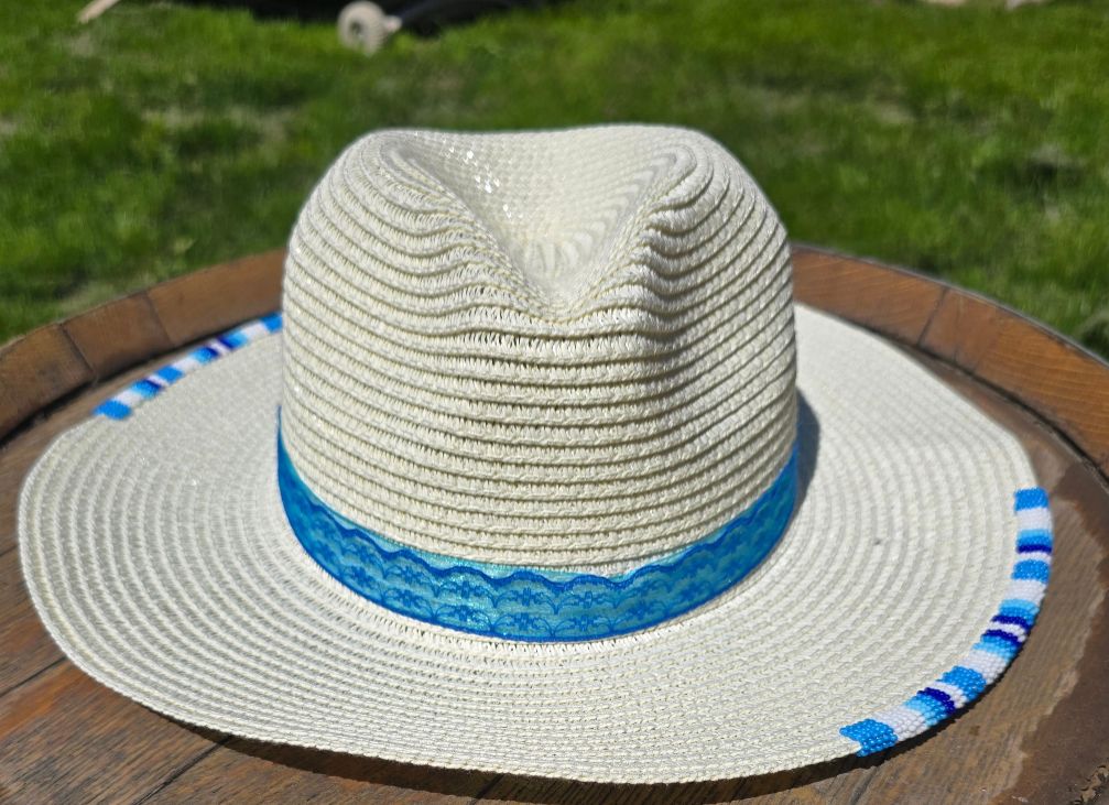 Blue Horizon Beaded Straw Hat