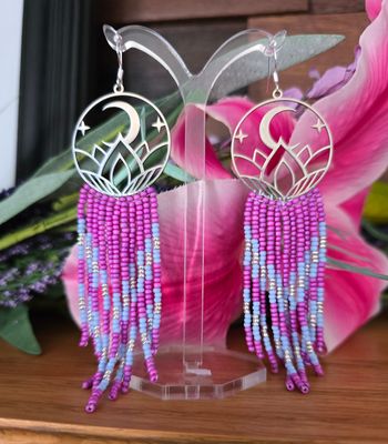 Lunar Petal Fringe Earrings