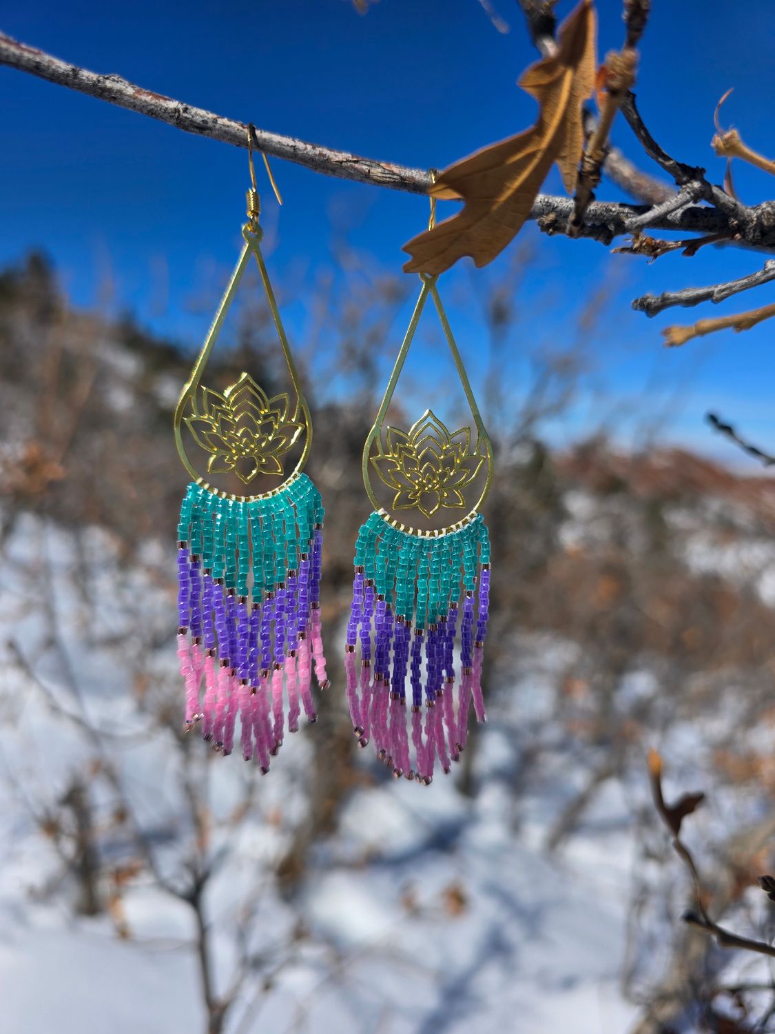 Lotus Bloom Fringe Earrings