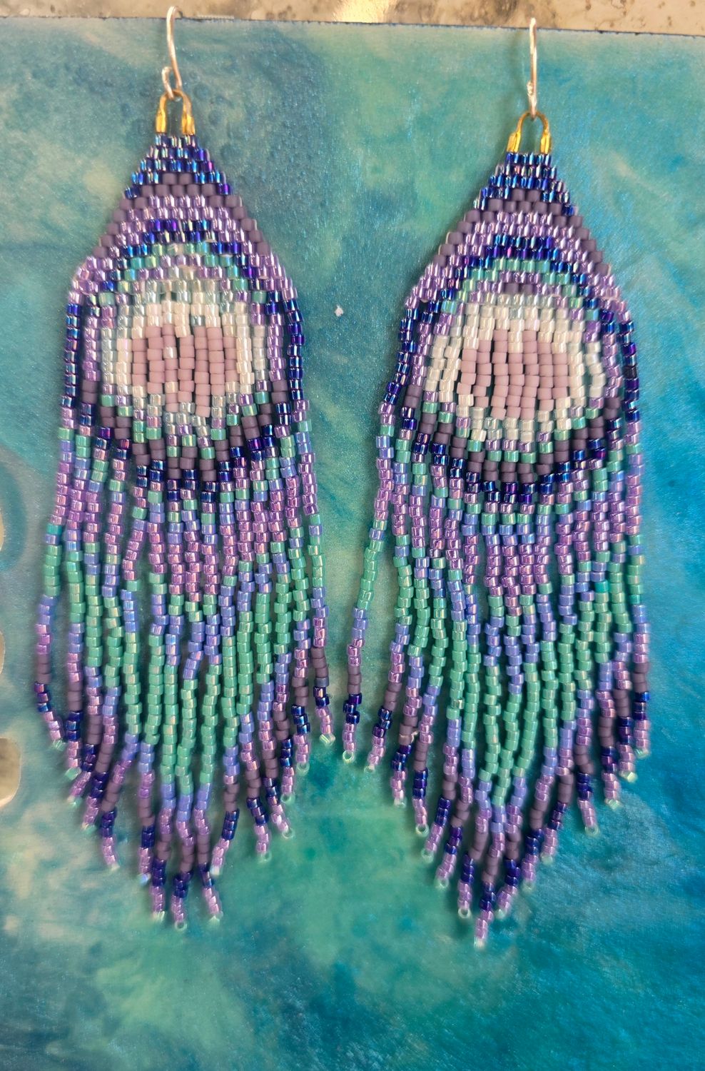 Peacock Hand Beaded earrings