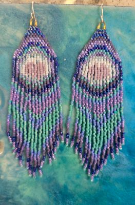 Peacock Hand Beaded earrings