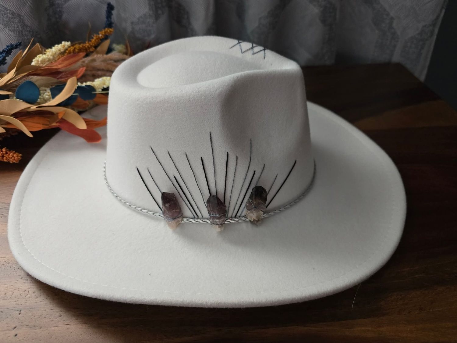Stone and Stitch Hand Embroidered Fedora