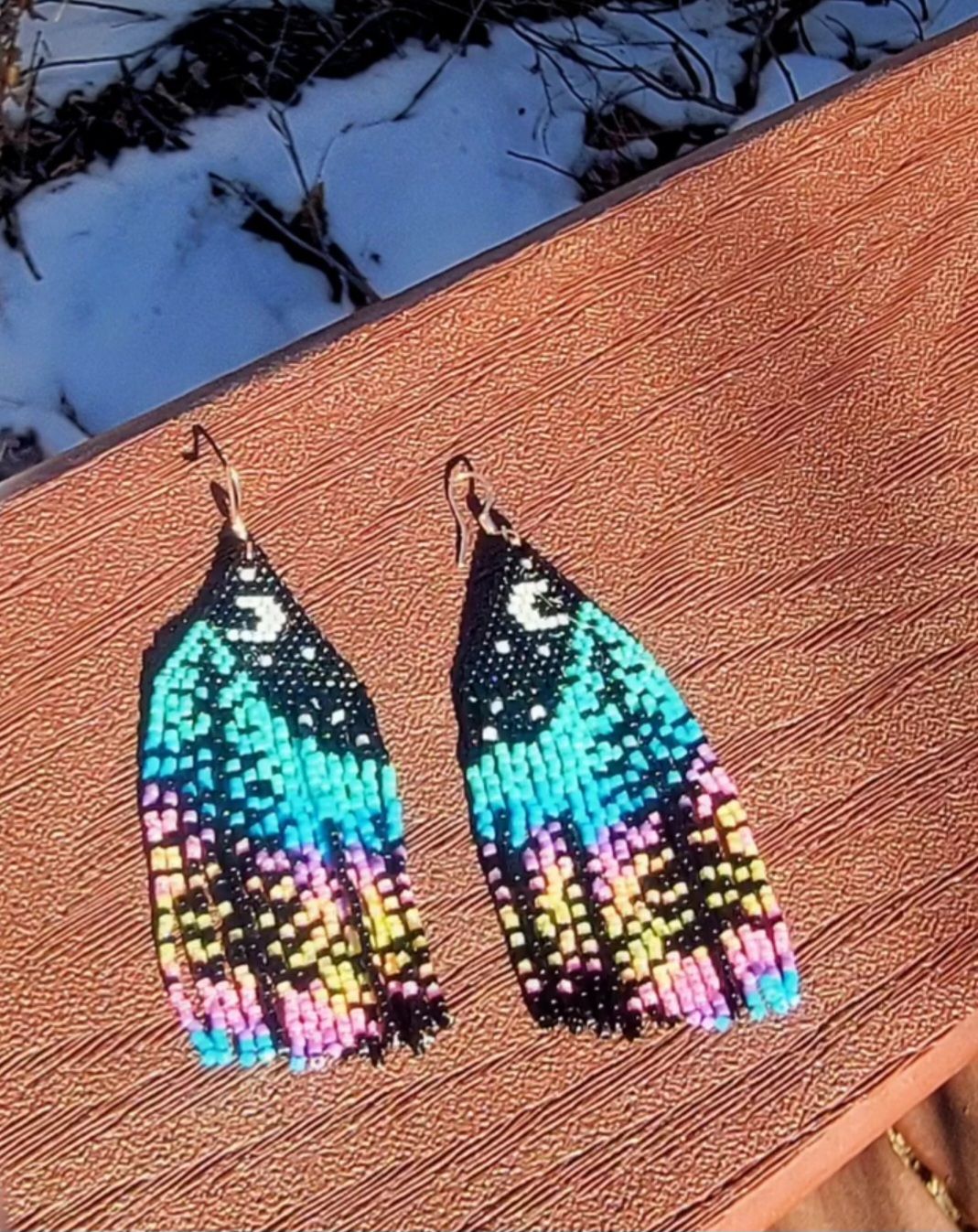 Colorful Mountain Sky Beaded Earrings