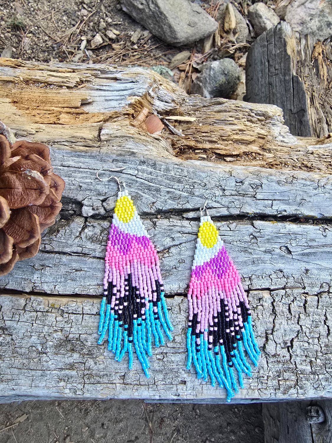 Alpine Sunrise Fringe Beaded Earrings