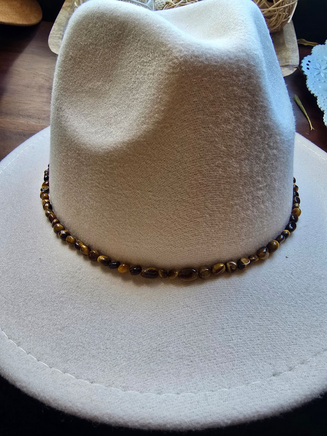 Tigers Eye Glass Beaded Hat Band