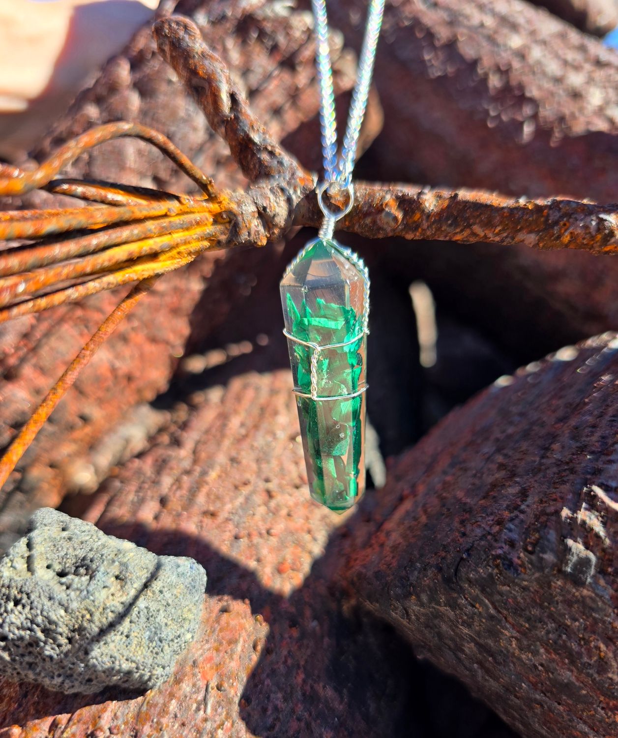 Malachite Wire Wrapped Stone