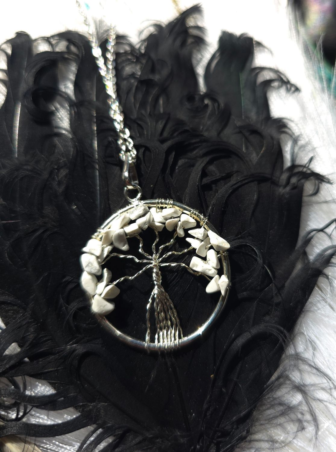 Howelite Stone Tree Pendant