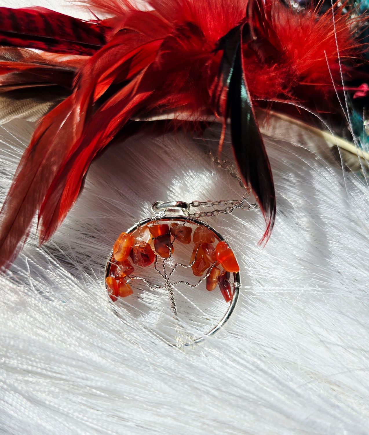 Carnelian Stone Tree Pendant