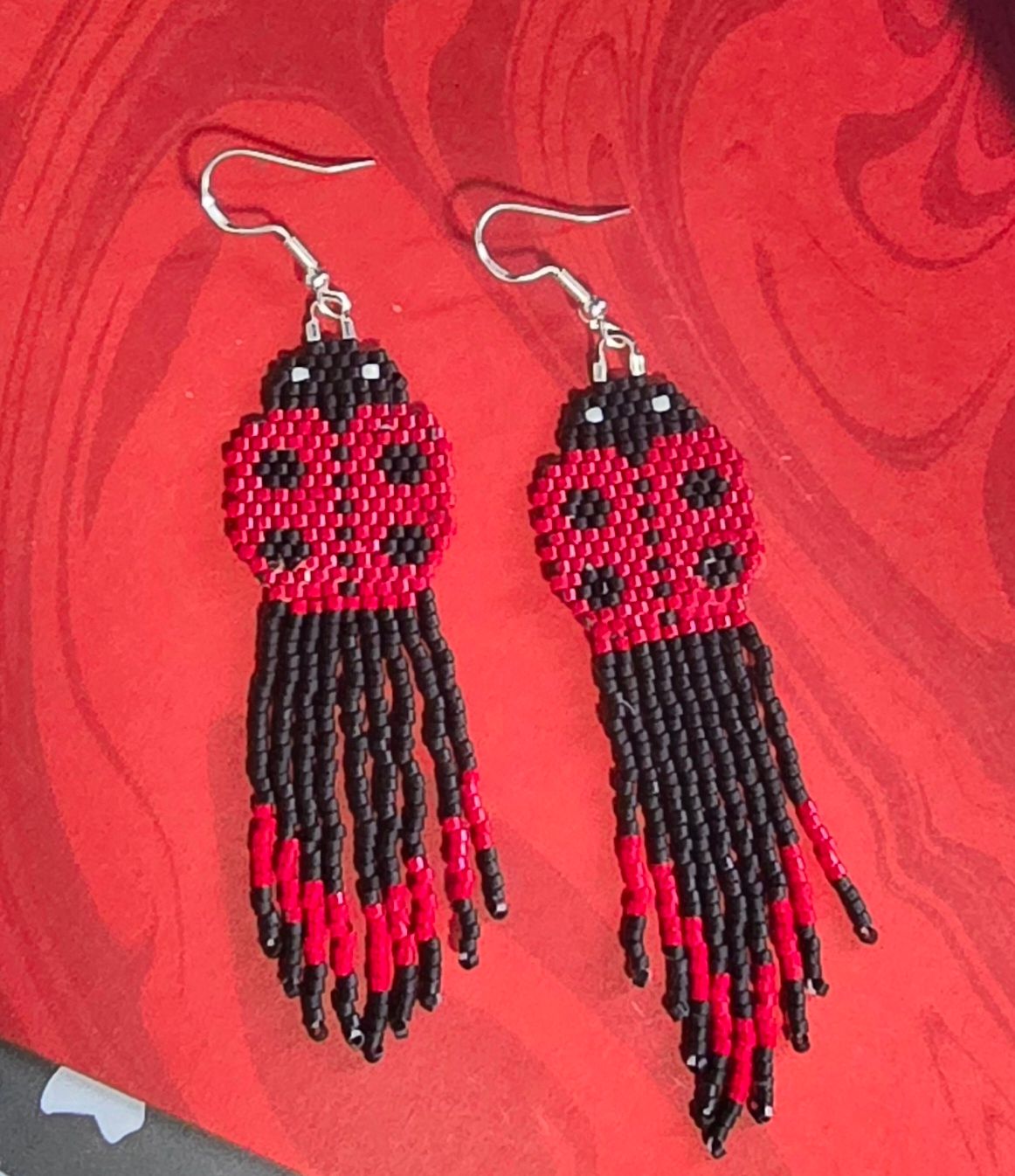 Ladybug Fringe Earrings