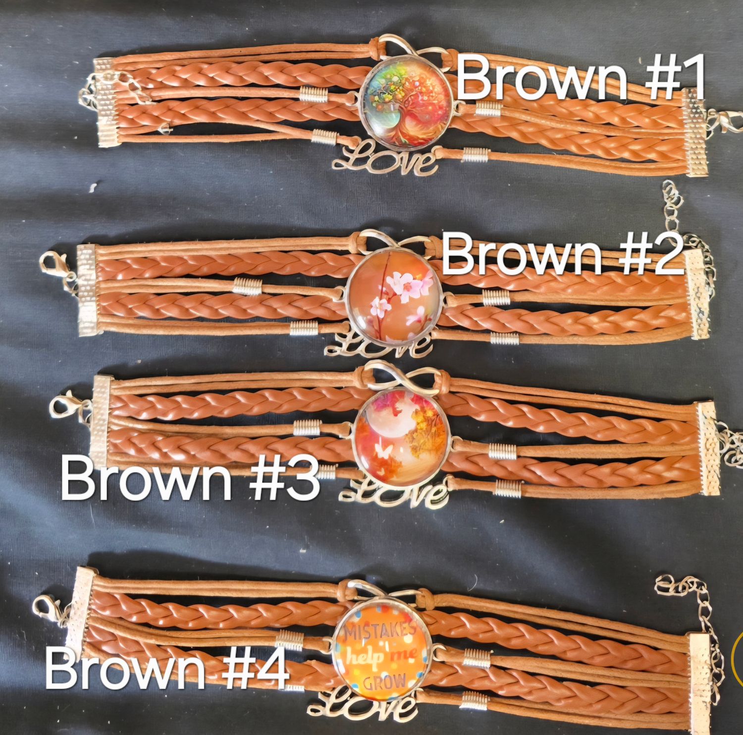 Leather Braided Bracelet, Style: Brown #1