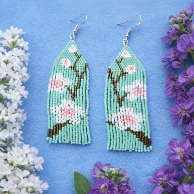 Blossom Whispers Hand Beaded Fringe Earrings
