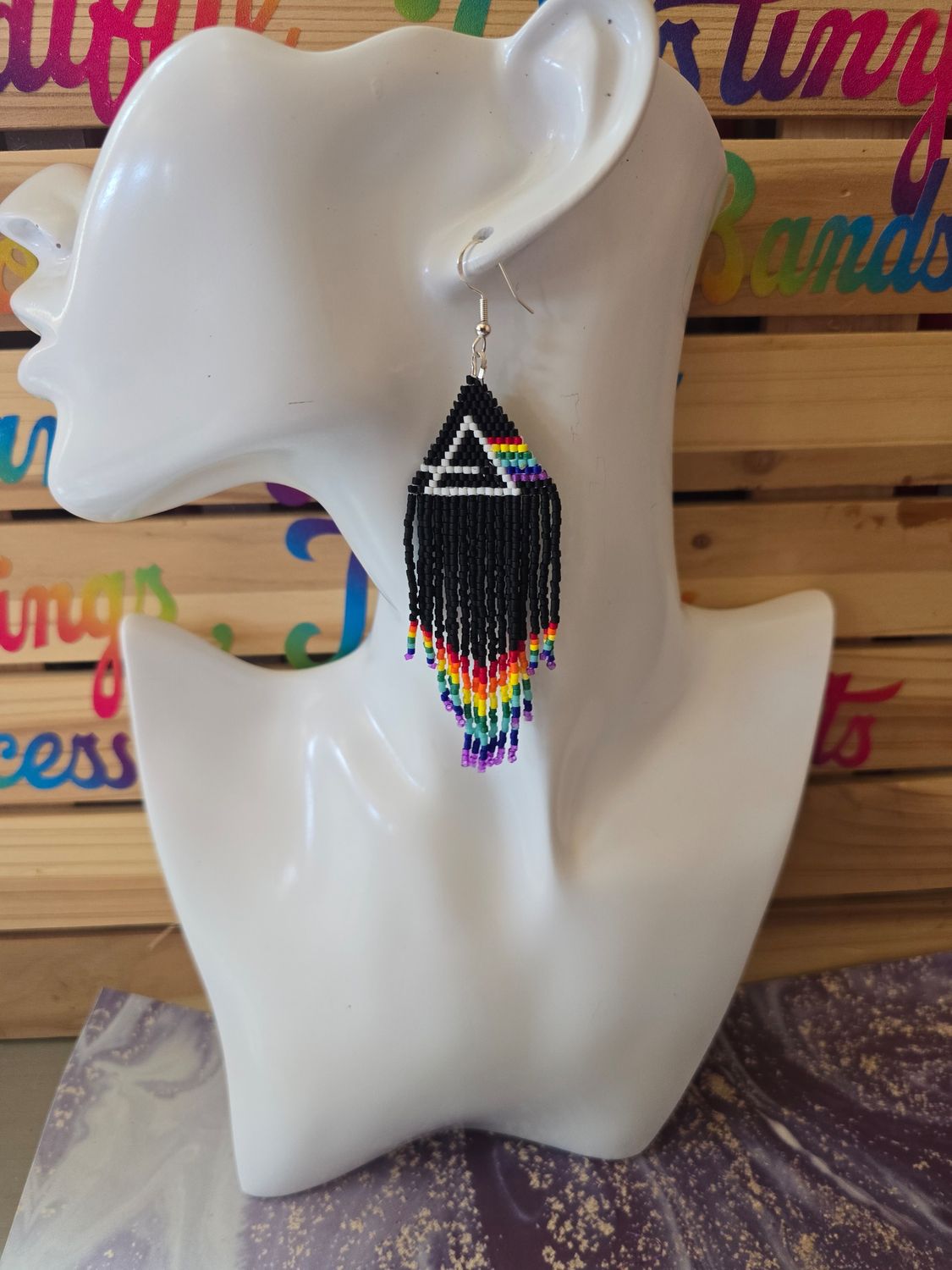 Prism Pulse Hand Fringe Earrings