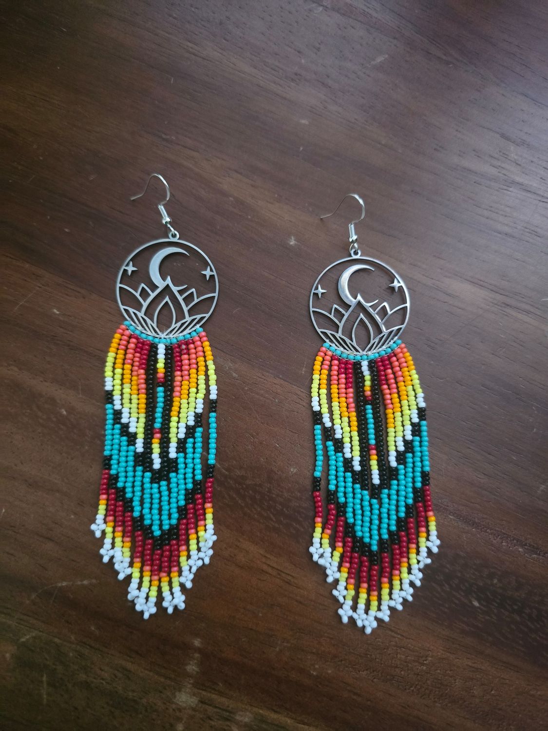 Moonrise Mirage Hand Beaded Earrings