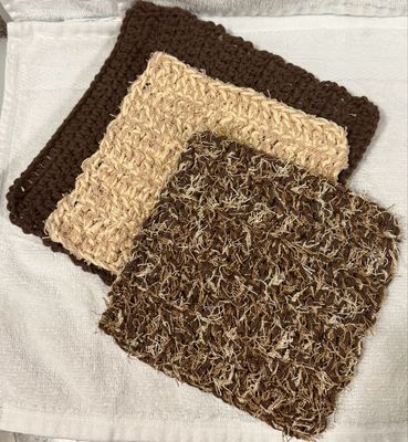 Brown Cotton Cloth &amp; Scrubby Set