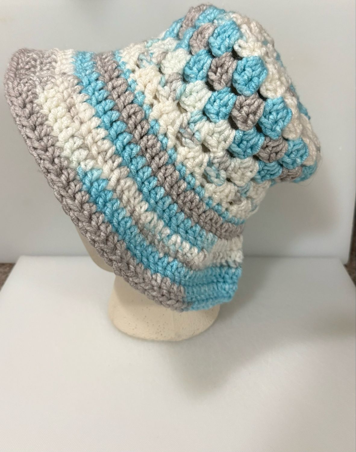 Variegated Blue/Gray/White Bucket Hat