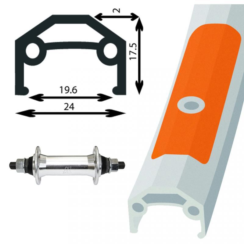 Front Wheel - 27"x1-1/4, Double Wall, Nutted Axle, 36H