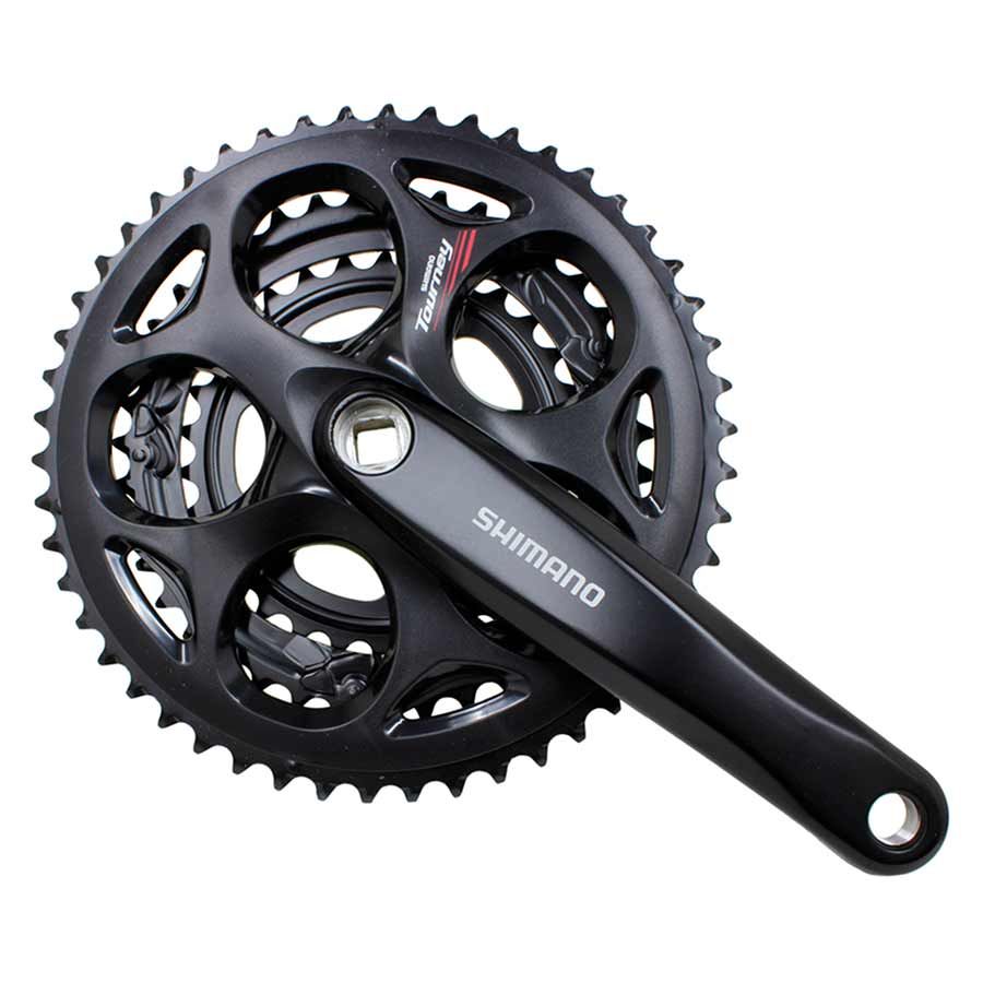 Crankset - SQ - Shimano, 7/8s, Tourney FC-A073, 170mm, 30/39/50T, Rivetted, Black
