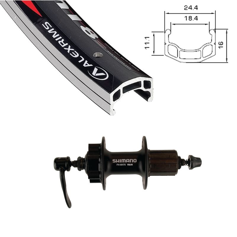 Rear Wheel -700c, HG-9s, Disc+Rim, Q/R [Alex DM-18/DEORE M475]