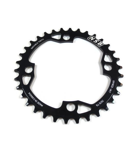 Chainring - NSB, 38T, 104 BCD 4 Bolt, Black [Variable Tooth]