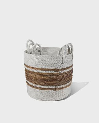 Banana Leaf Basket w/ White Trim