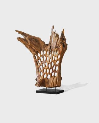 Teak Merak Sculpture on Stand