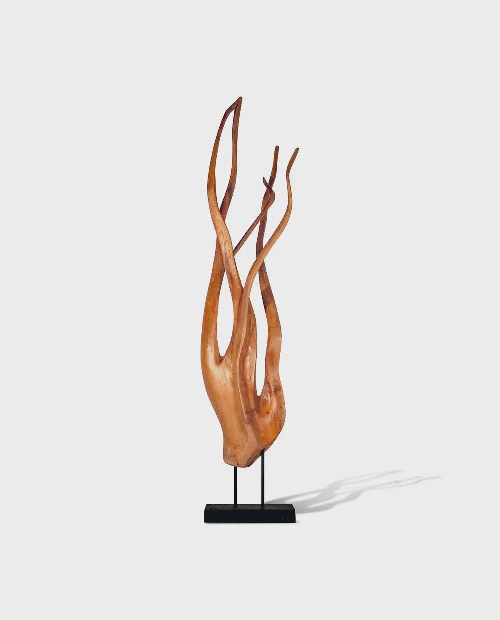 Teak Reach Sculpture on Stand