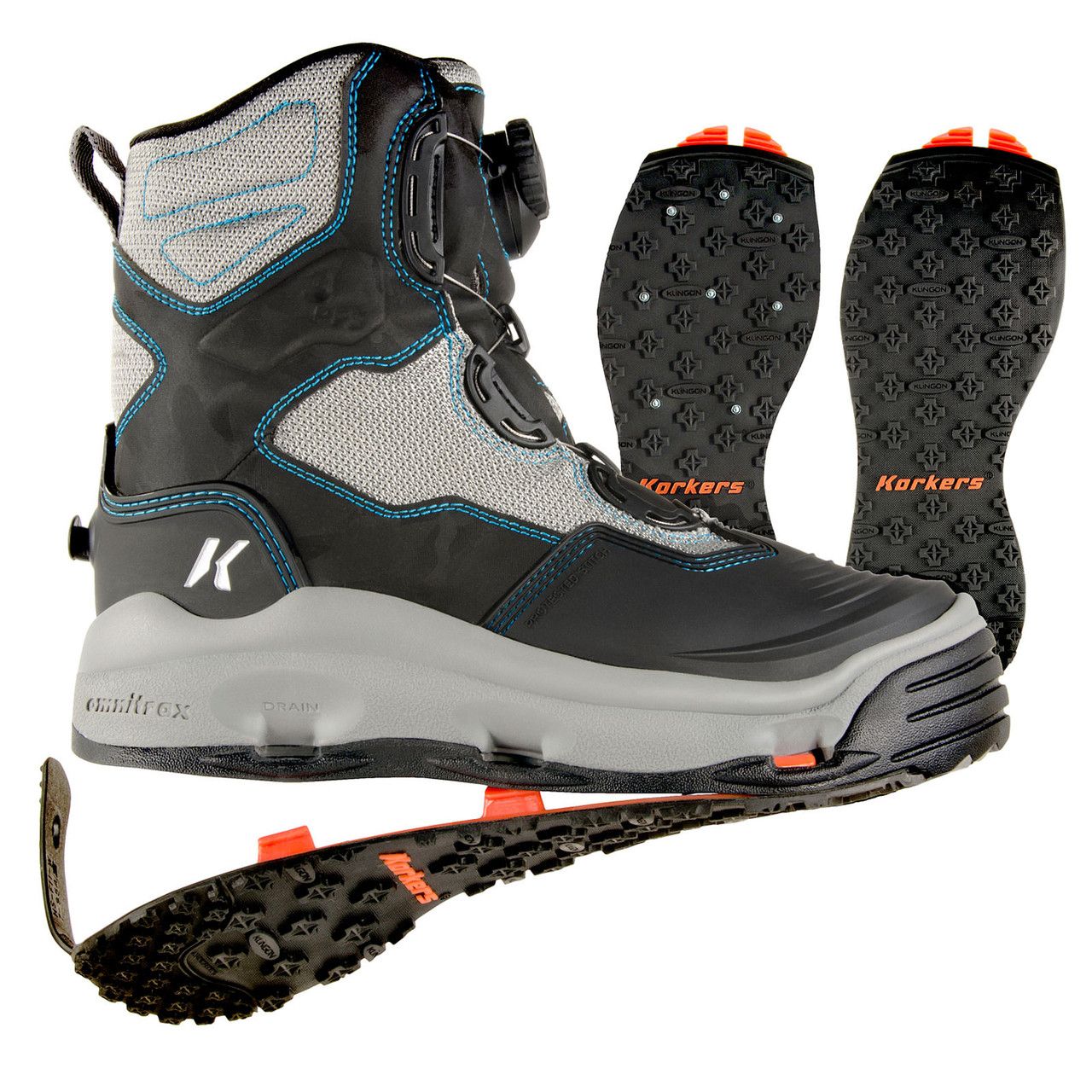 Korkers - Womens Darkhorse Fishing Boot, Kling-On and Studded Kling-On