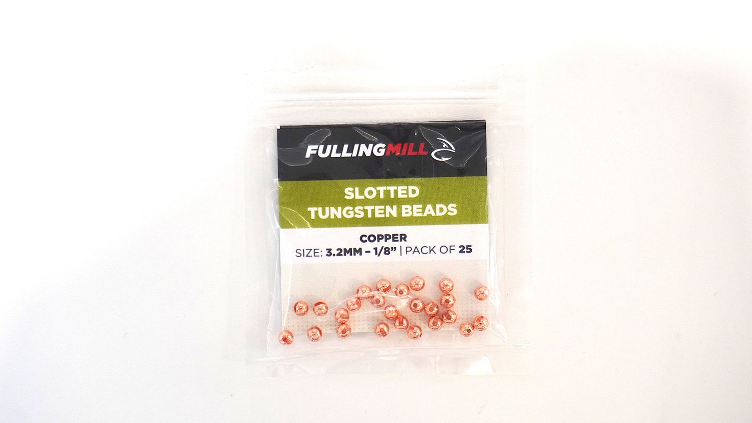 Fulling Mill - Slotted Tungsten Beads 25-pack, Color: Copper, Size: 2.4mm