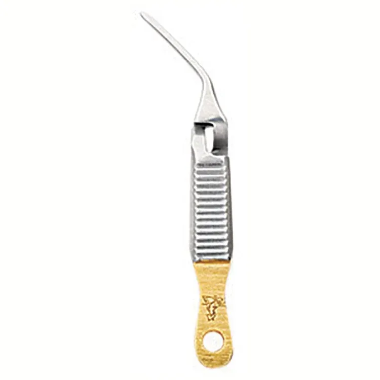 Dr Slick Extra Hand Fly Tweezer, 2.5'', self-closing, curved, gold &amp; satin