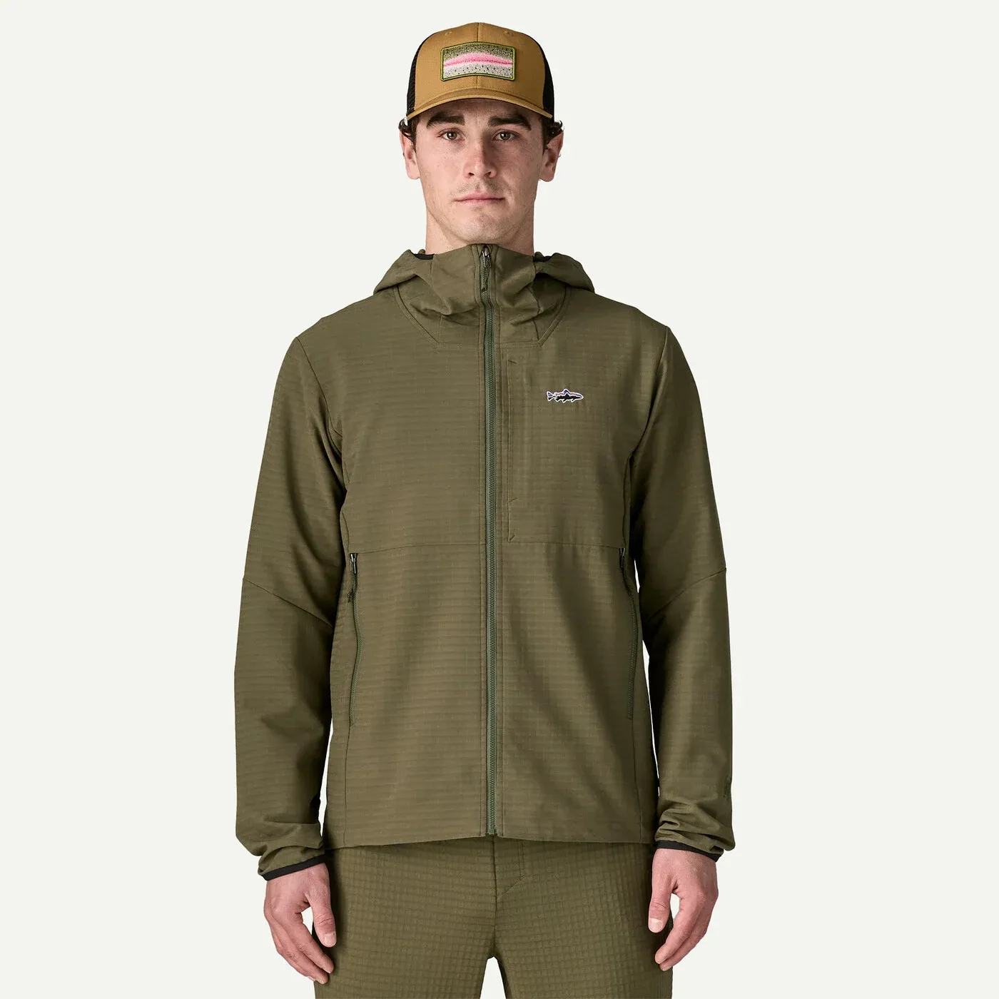 Patagonia - Mens R1 TechFace Fitz Roy Trout Hoody - Basin Green