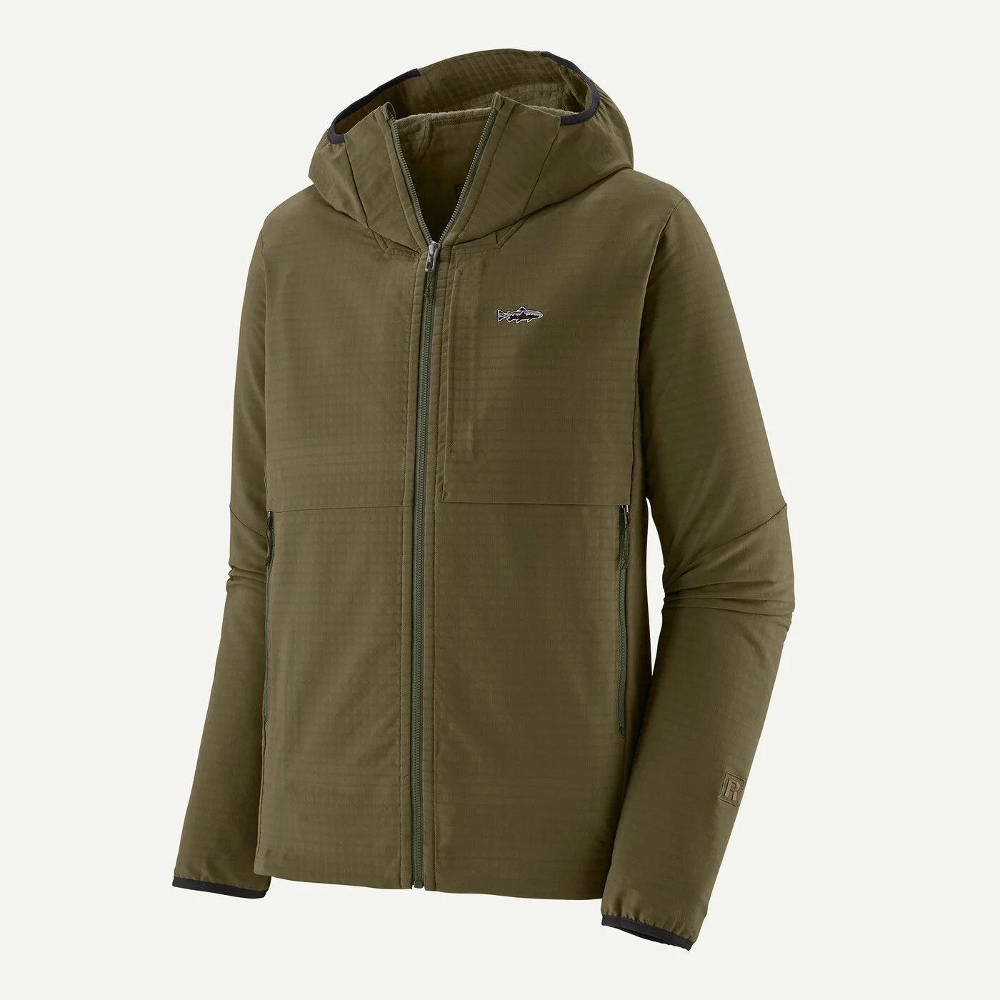 Mens R1 TechFace Fitz Roy Trout Hoody - Basin Green, Size: S