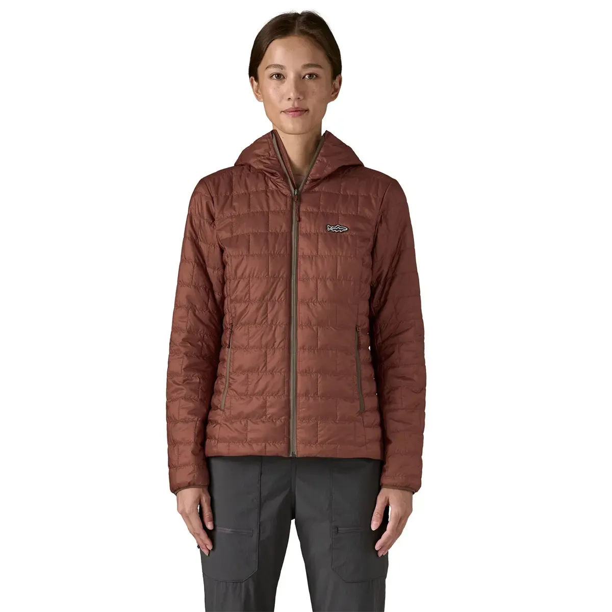 Patagonia - Womens Nano Puff Fitz Roy Trout Hoody - Dried Vanilla