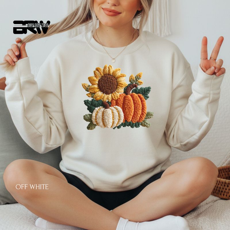 &#39;Sunflower Pumpkin Yarn&#39; Christmas Crewneck Sweatshirt
