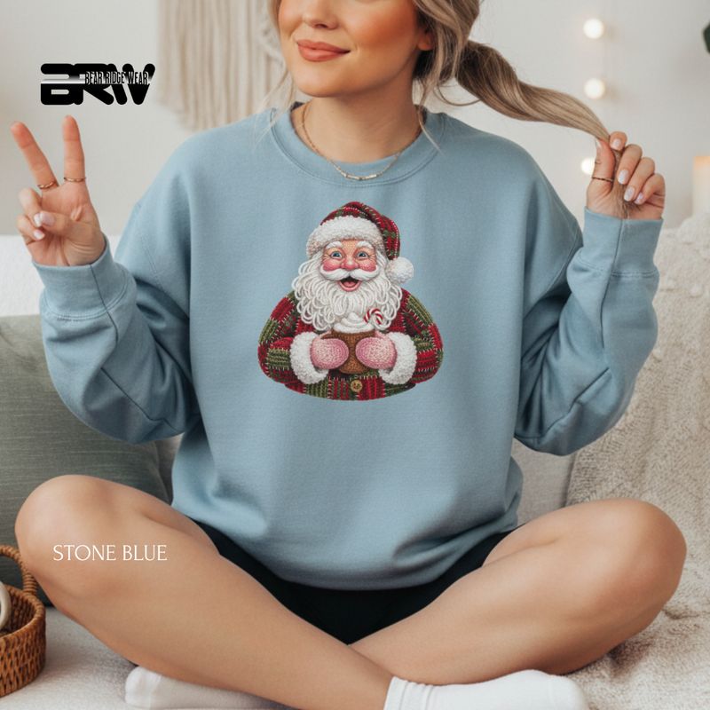 &#39;Santa With Mug Yarn&#39; Christmas Crewneck Sweatshirt