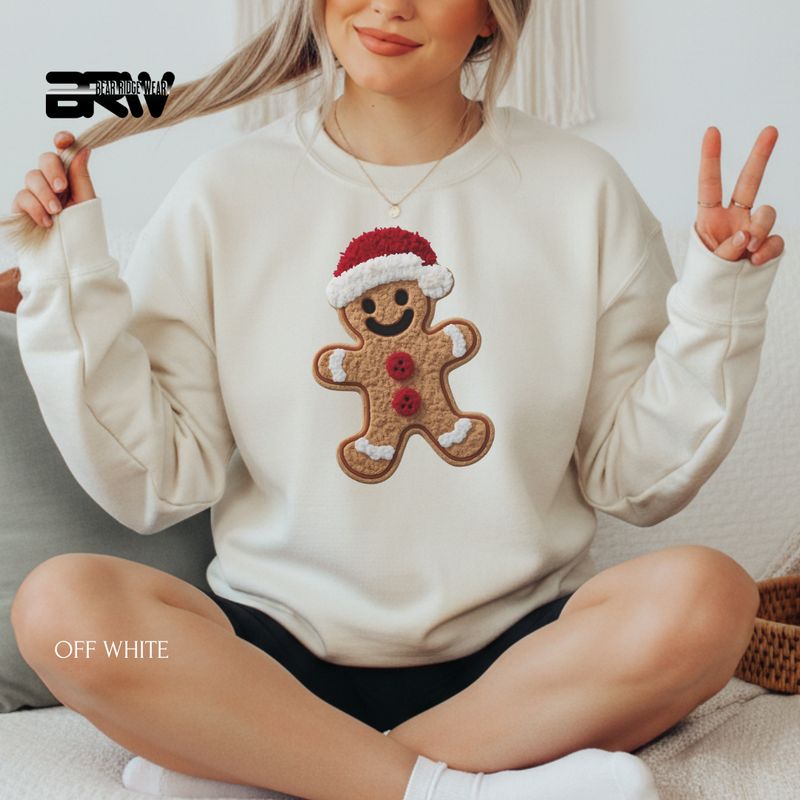 &#39;Gingerbread Man Yarn&#39; Christmas Crewneck Sweatshirt