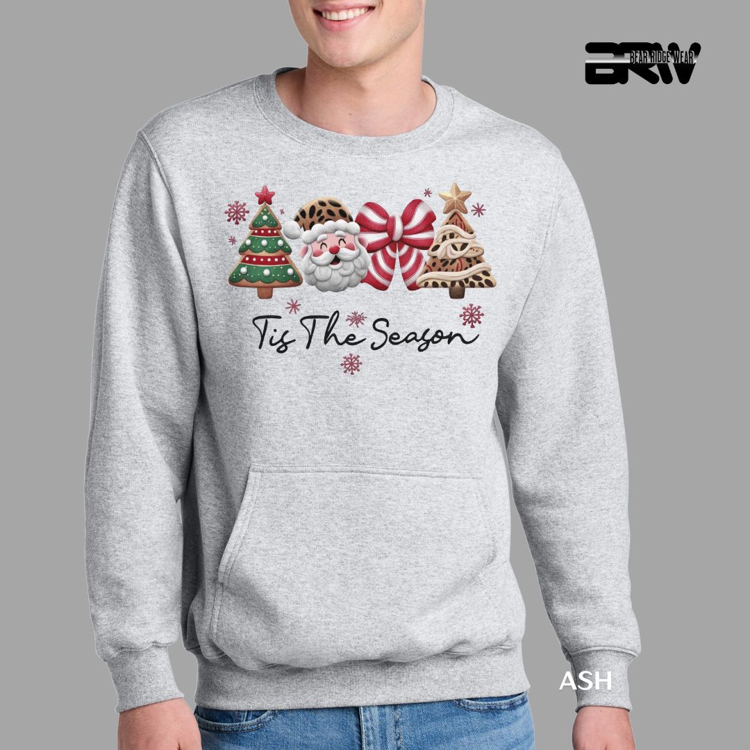 &#39;Tis the season yarn&#39; Kangaroo Pocket Christmas Crewneck, Color: Ash, Size: S