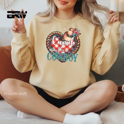'Cupid Aim For A Cowboy' Valentine's Crewneck Sweatshirt