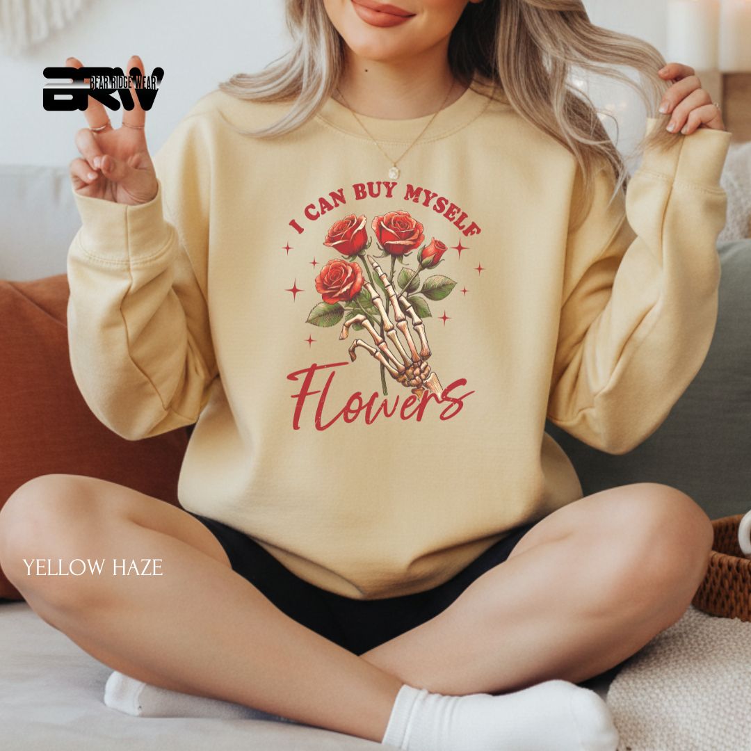 'I Can By Myself Flowers' Valentine's Crewneck Sweatshirt
