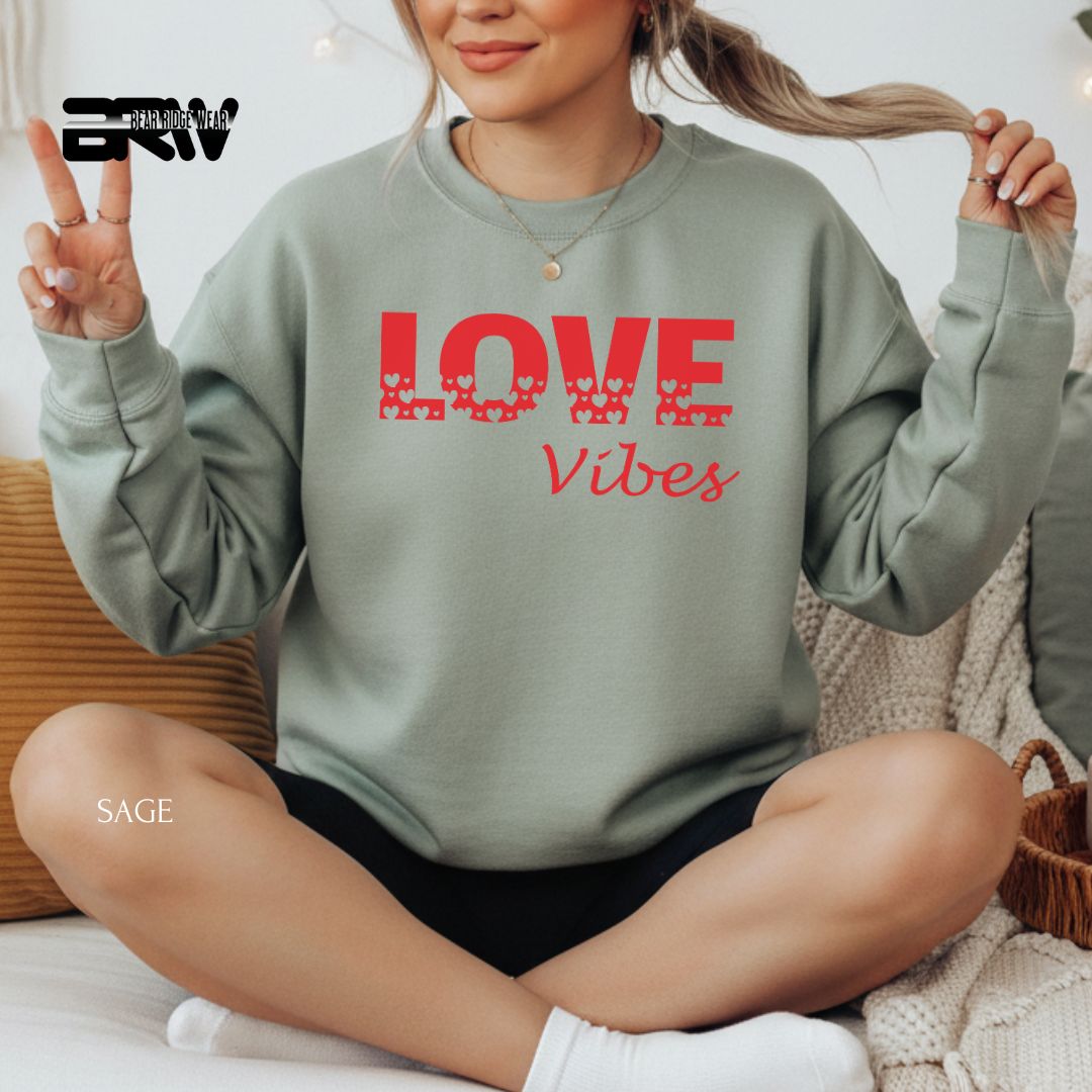 'Love Vibes-Red' Valentine's Crewneck Sweatshirt
