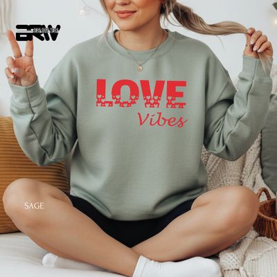 'Love Vibes-Red' Valentine's Crewneck Sweatshirt