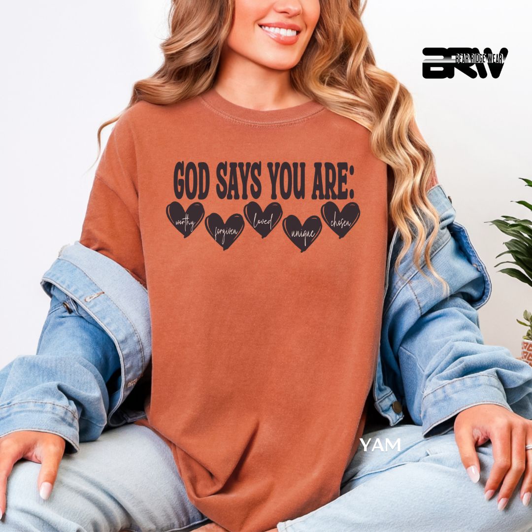'God Says You Are' Faith Tee, Color: Yam, Size: 2XL