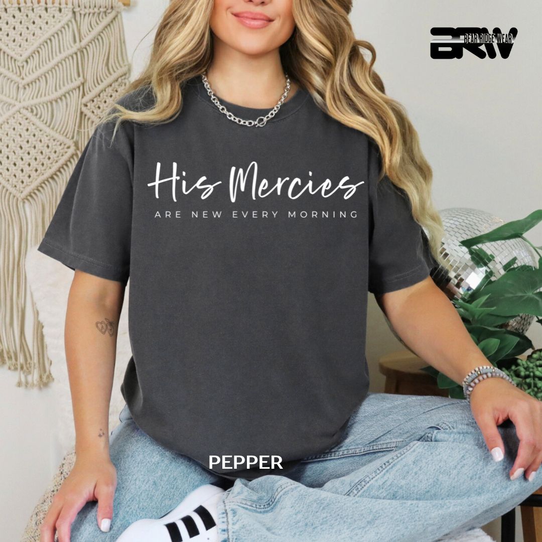 'His Mercies-White' Faith Tee