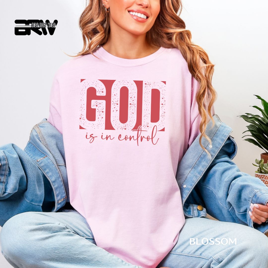 'God Is In Control-Pink' Faith Tee